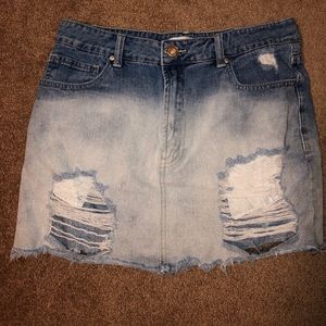 Ombré ripped jean skirt